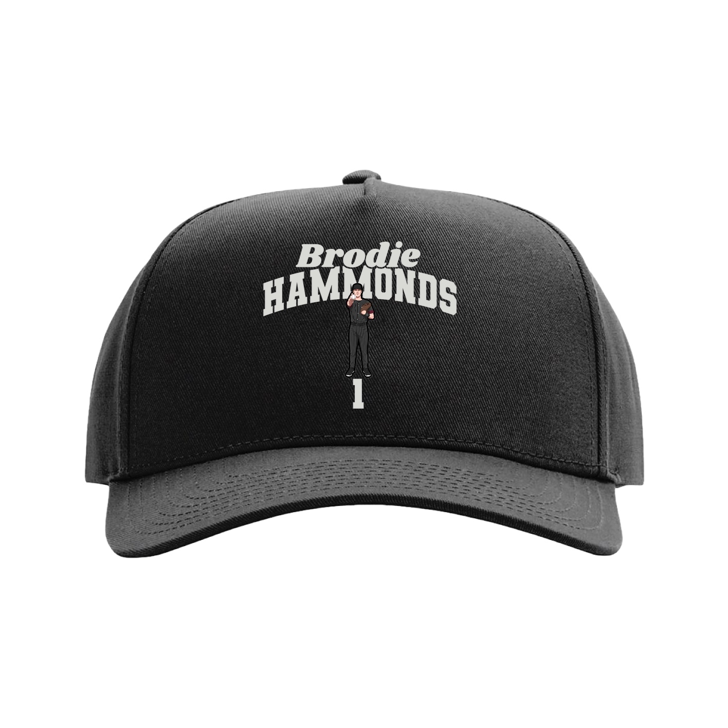 Full Fabric Five-Panel Champ Cap — Signature Arch in Black