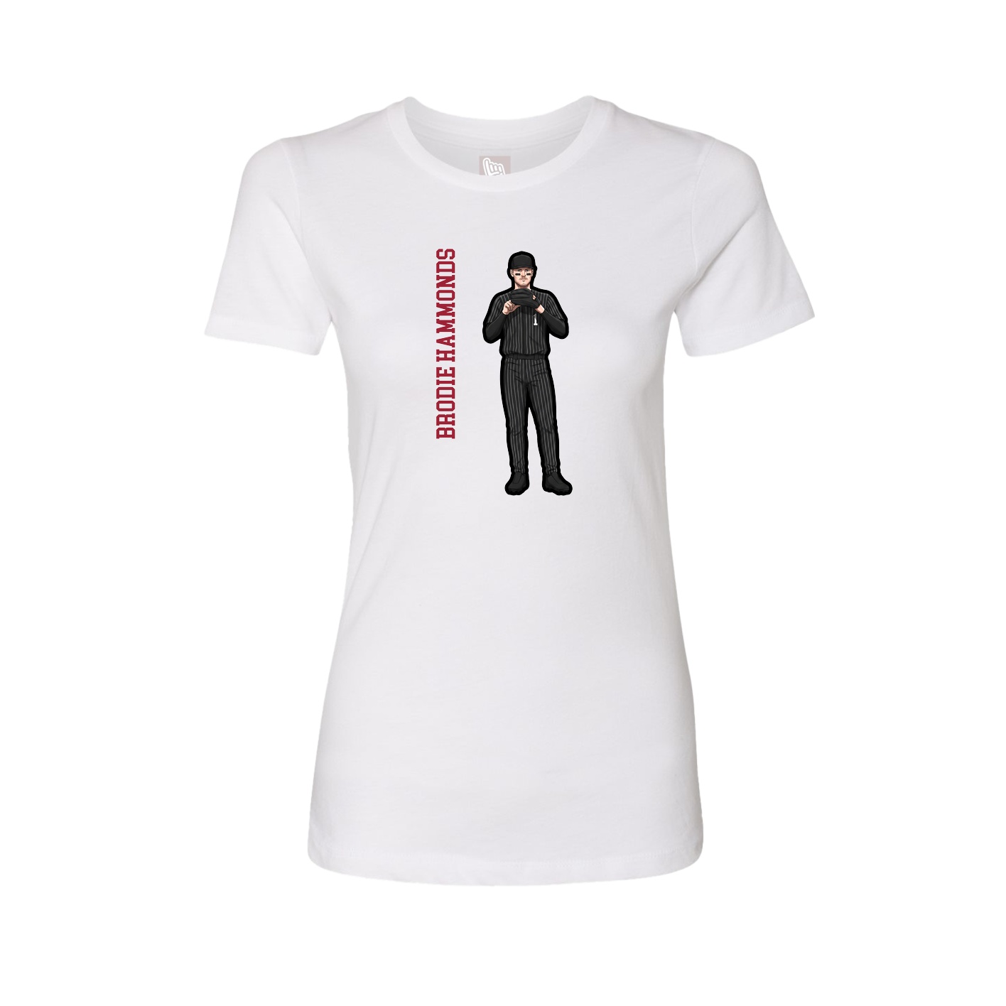 Fitted Women's Tee — Name Vertical in White