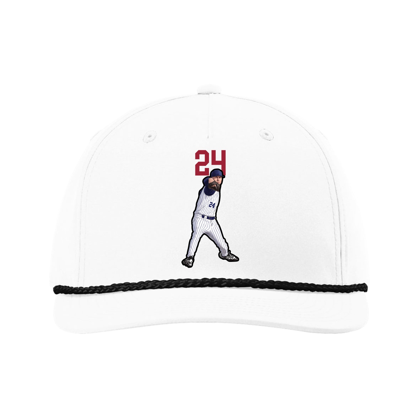 Five-Panel Classic Rope Cap — Number Top in White