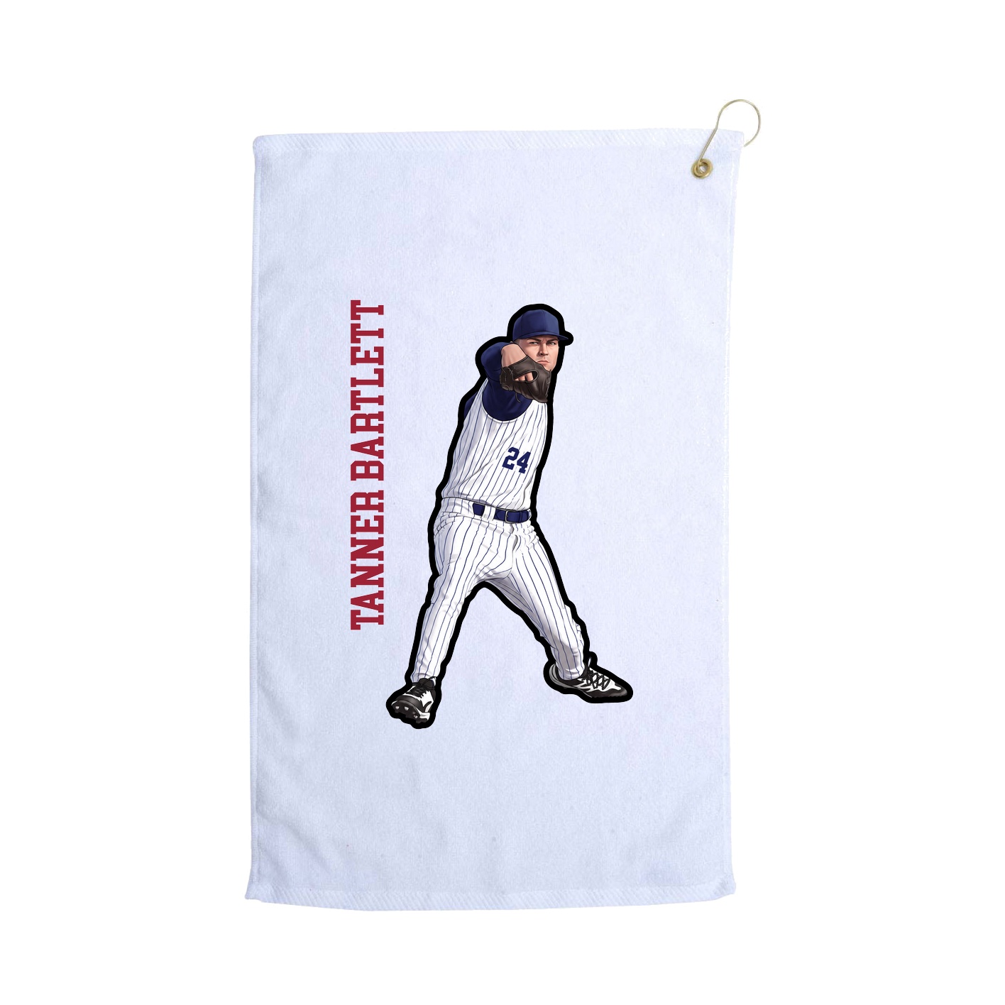 Golf Towel — Name Vertical in White