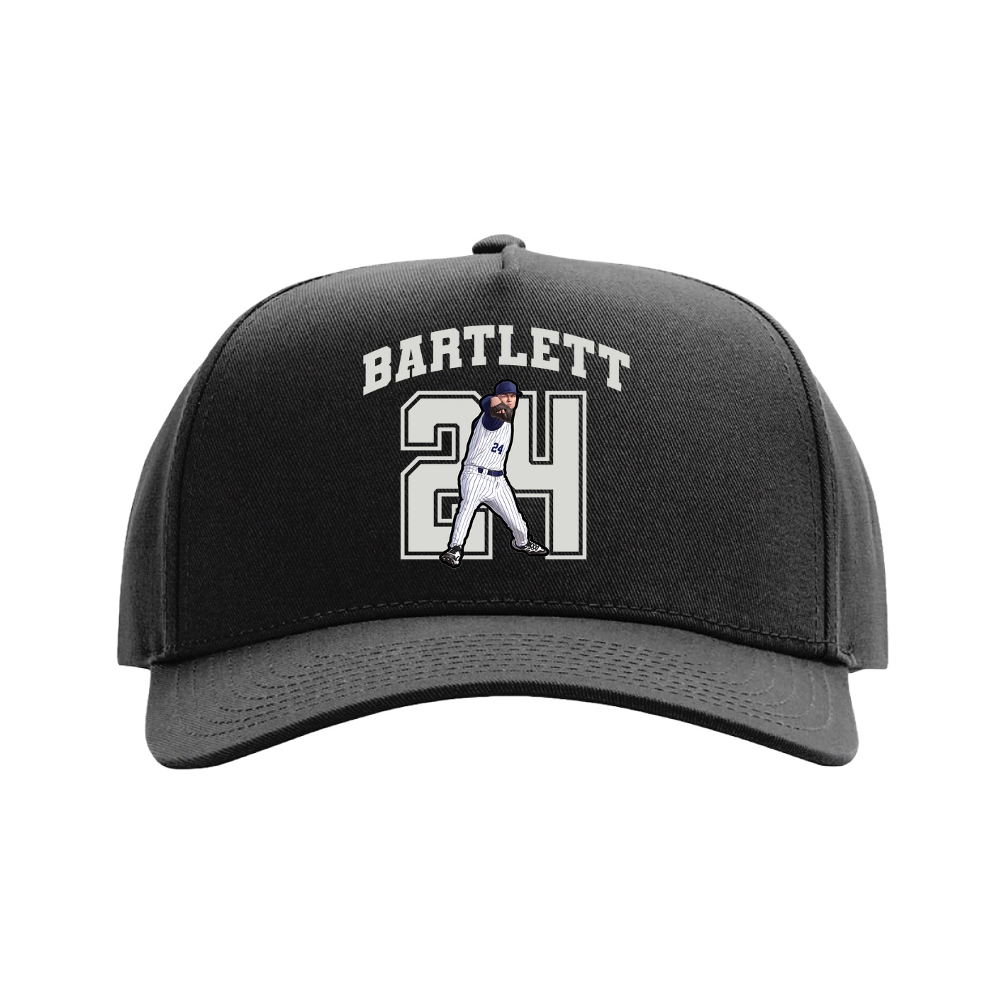 Full Fabric Five-Panel Champ Cap — Number in Black