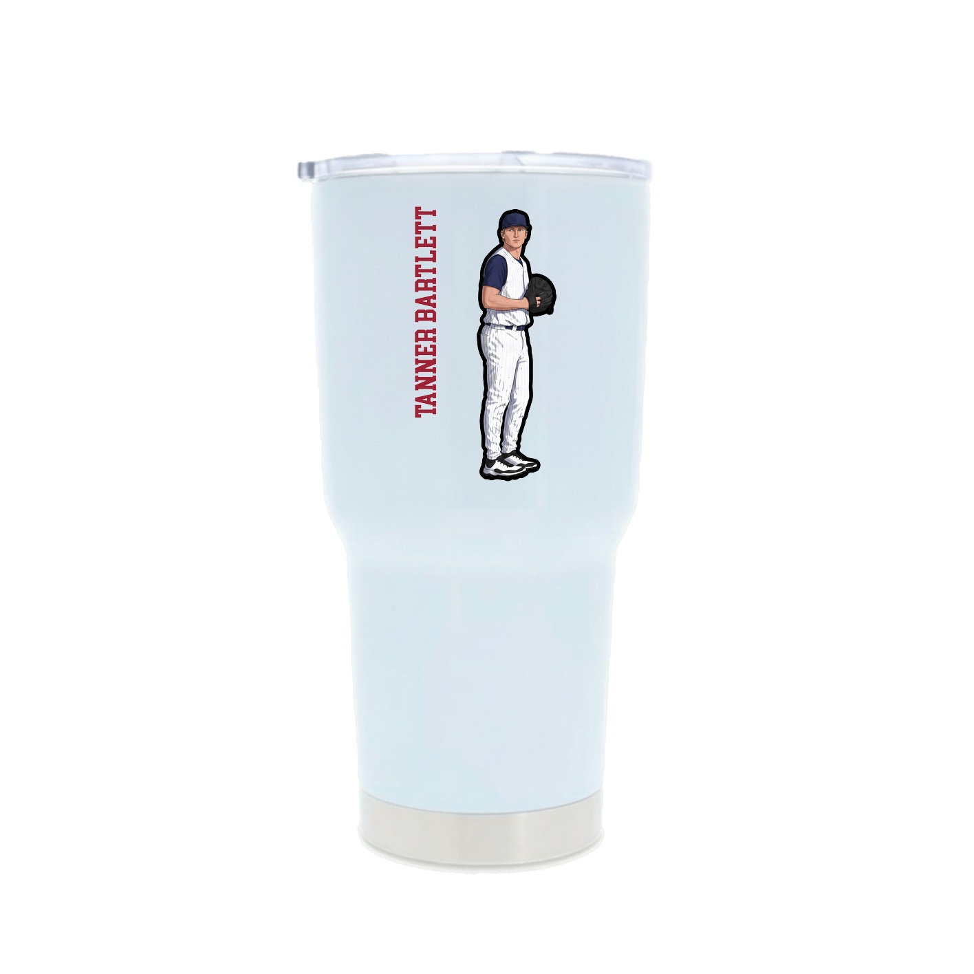 30oz Stainless Steel Tumbler — Name Vertical in White