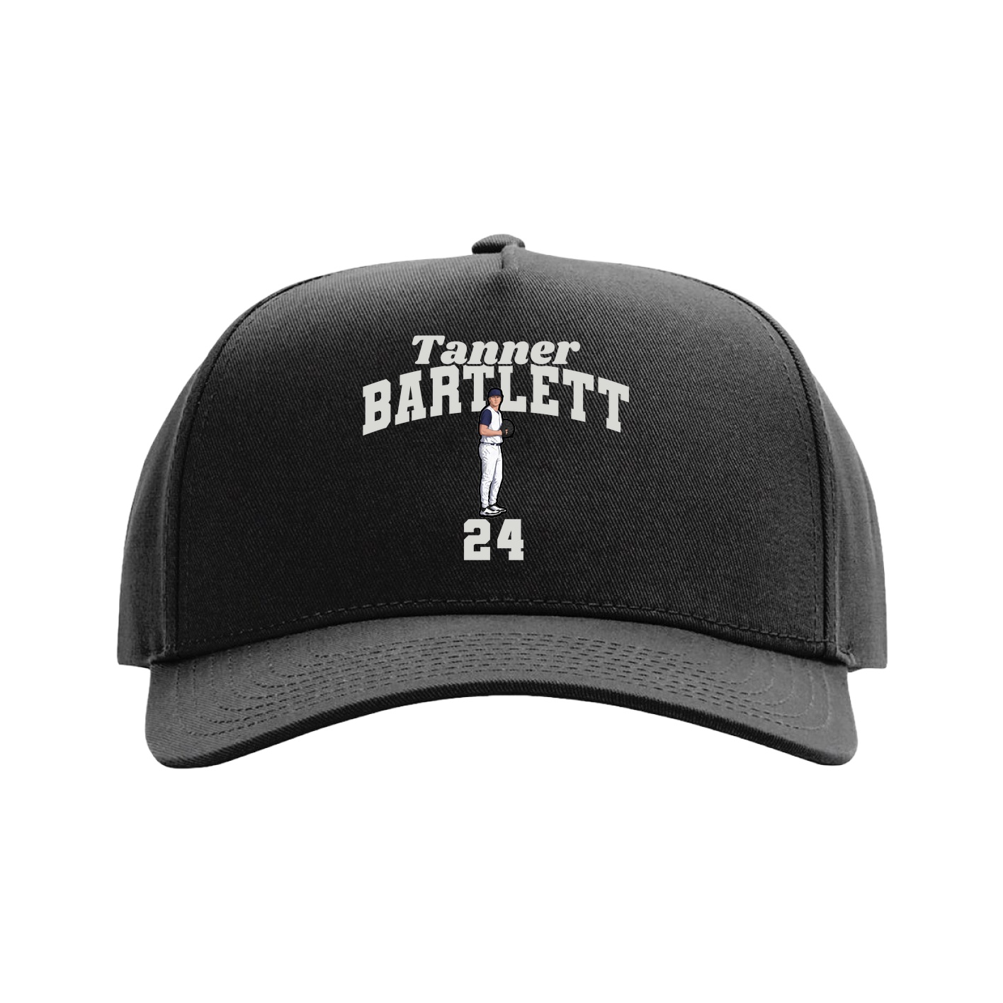 Full Fabric Five-Panel Champ Cap — Signature Arch in Black