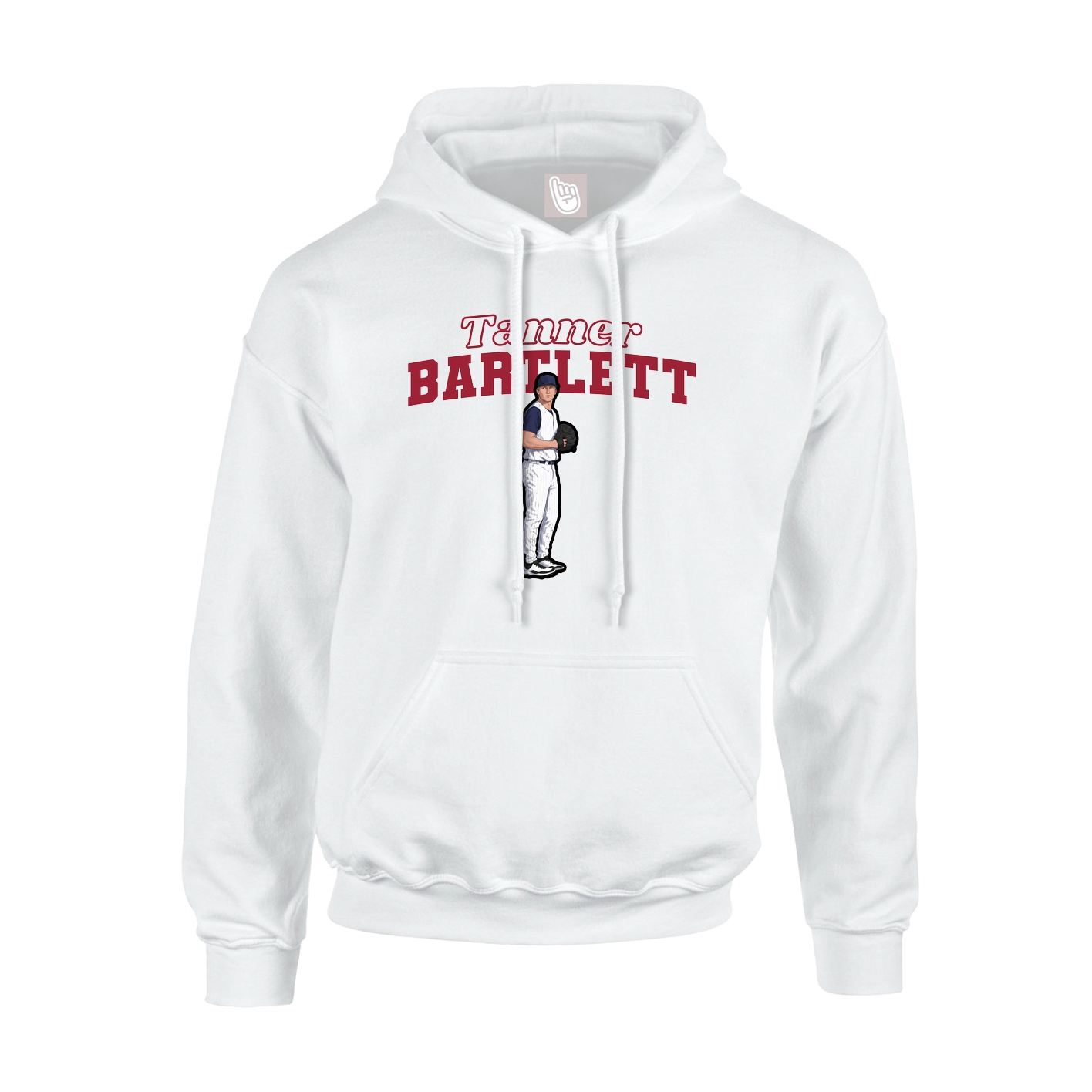 Youth Hoodie — Name Arch in White