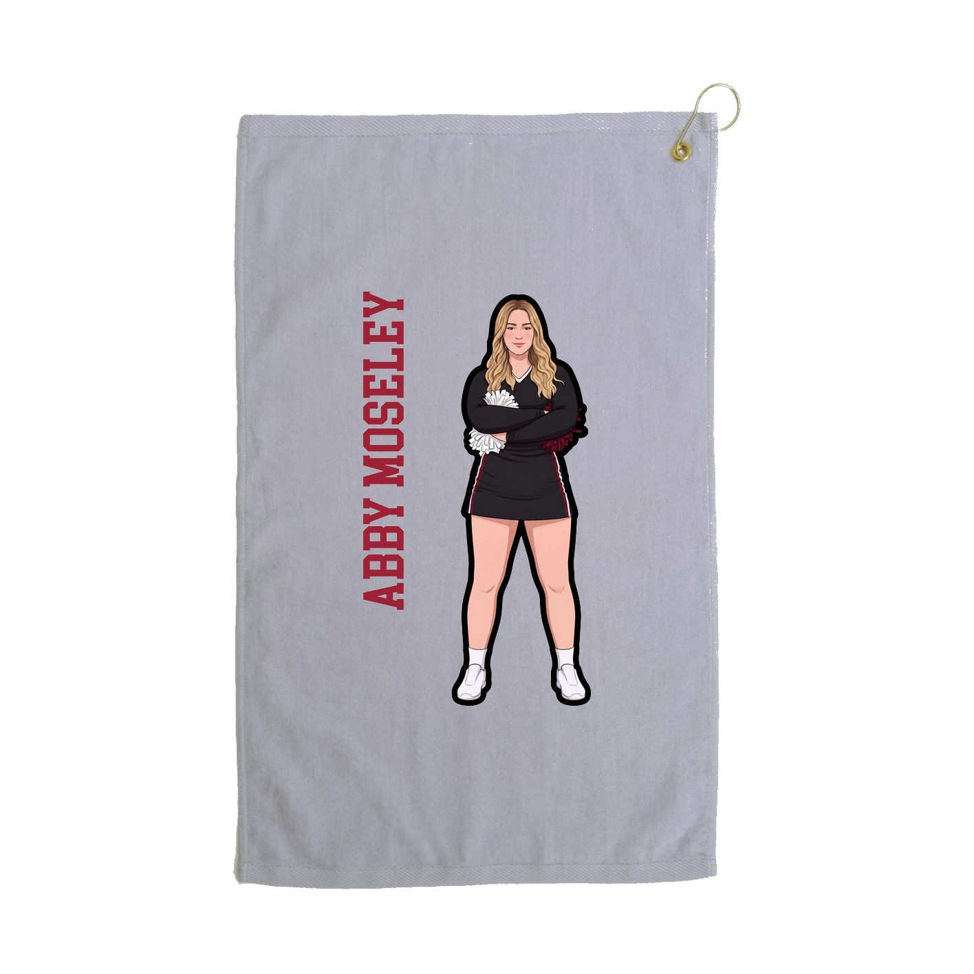 Golf Towel — Name Vertical in Grey