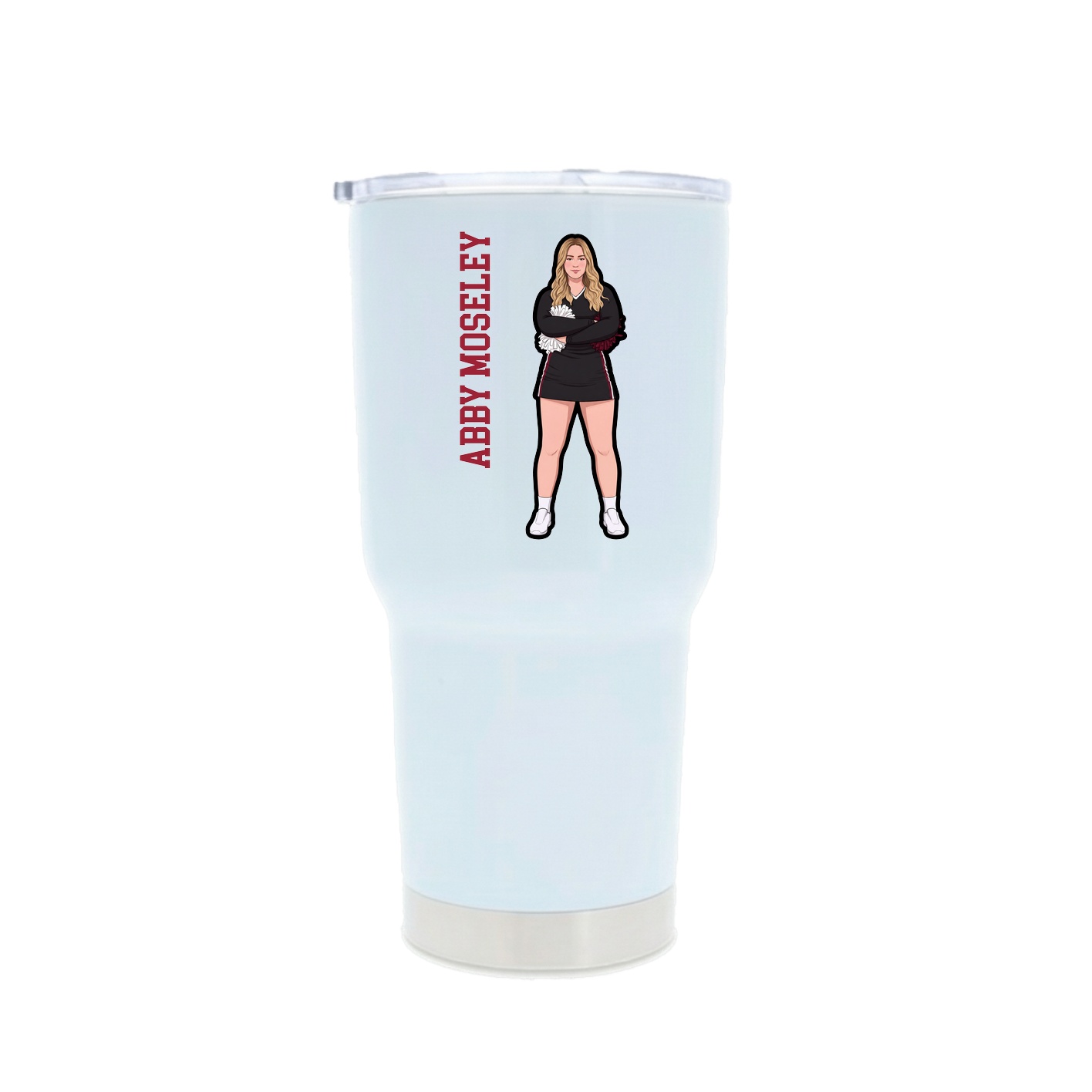 30oz Stainless Steel Tumbler — Name Vertical in White