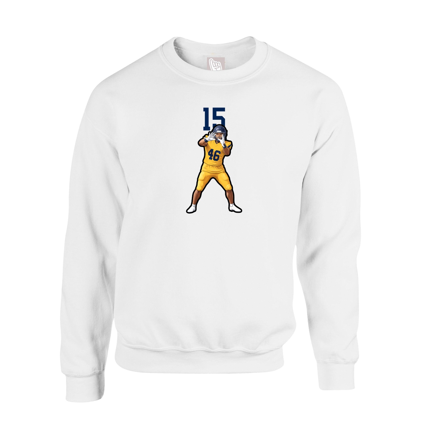 Fleece Crew — Number Top in White