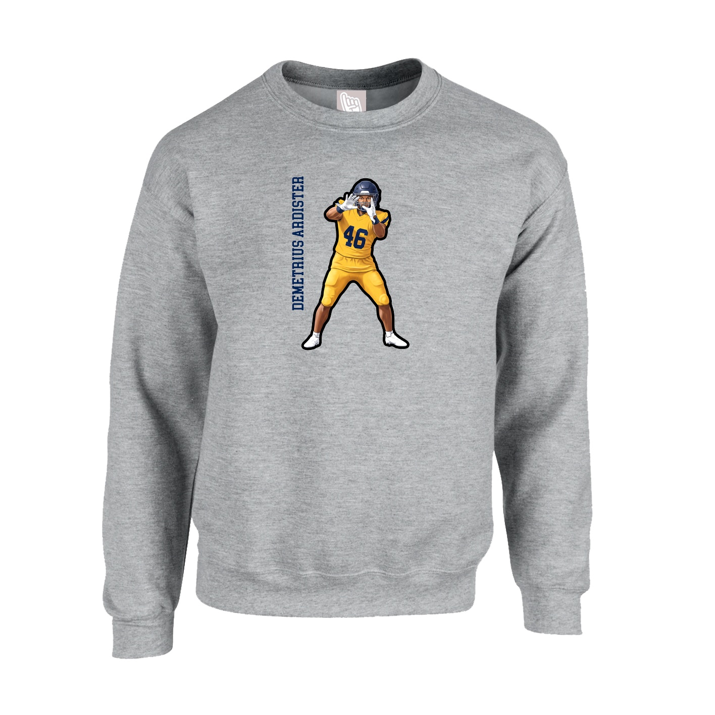 Fleece Crew — Name Vertical in Grey