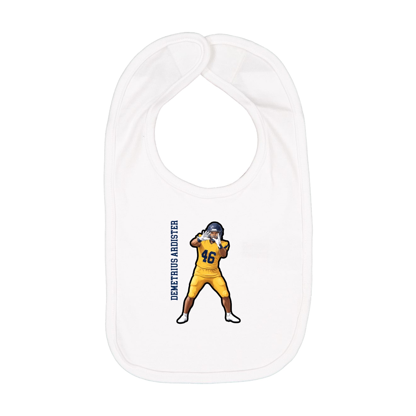 Infant Bib — Name Vertical in White
