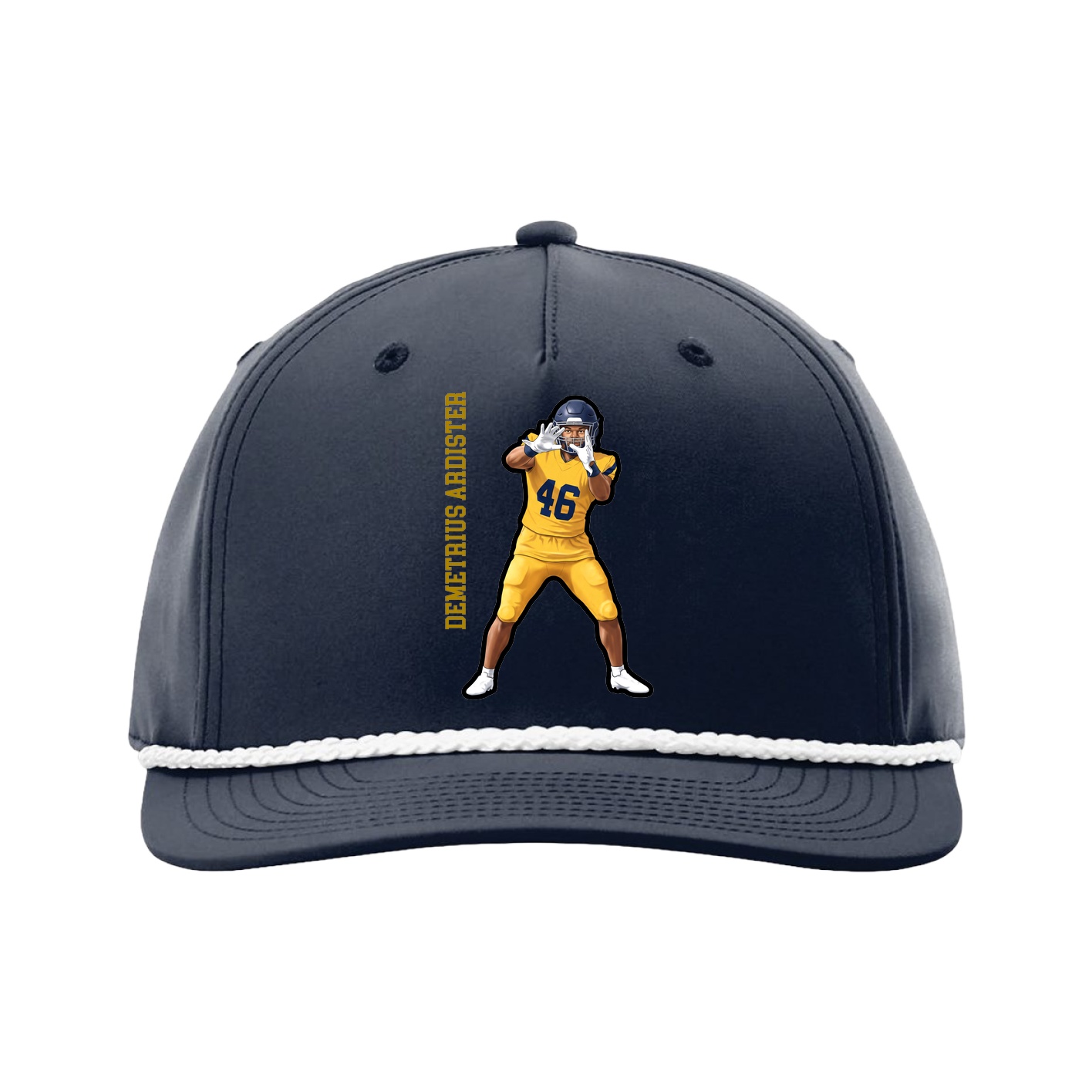 Five-Panel Classic Rope Cap — Name Vertical in Navy