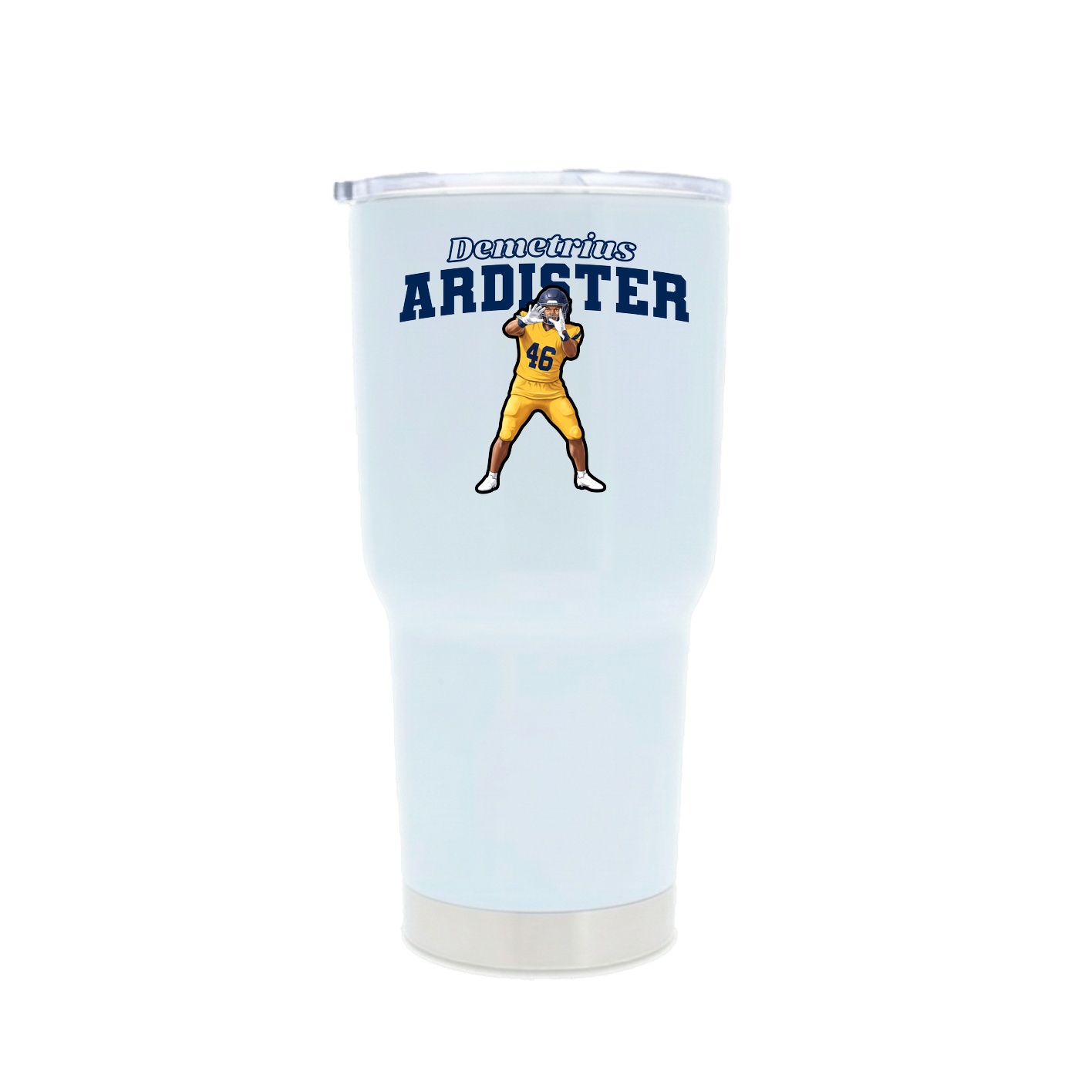 30oz Stainless Steel Tumbler — Name Arch in White