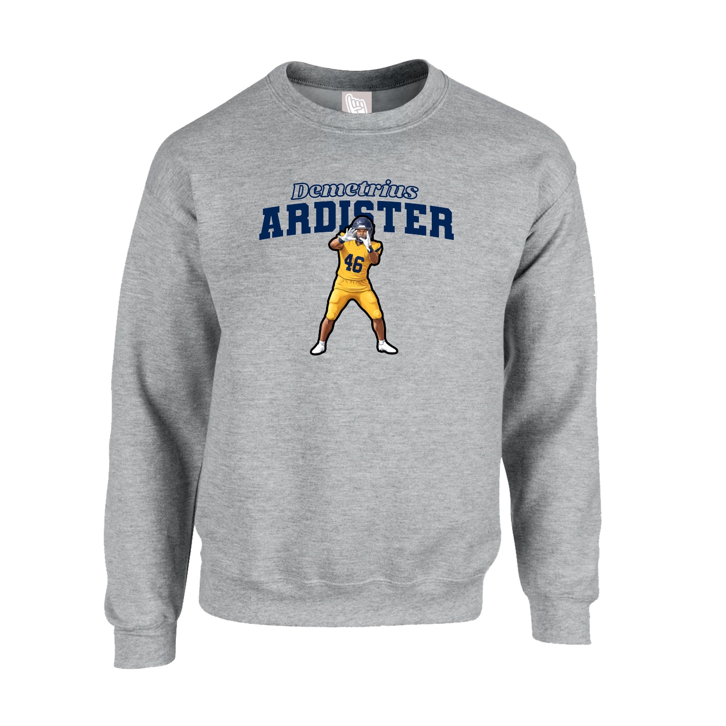 Fleece Crew — Name Arch in Grey