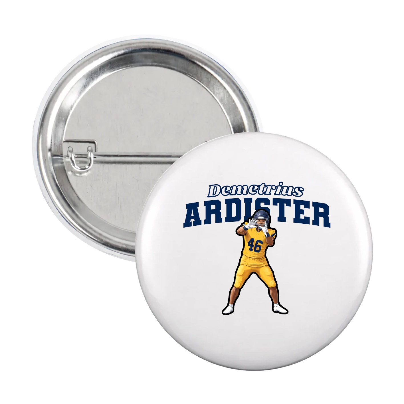 Game Day Button — Name Arch in White