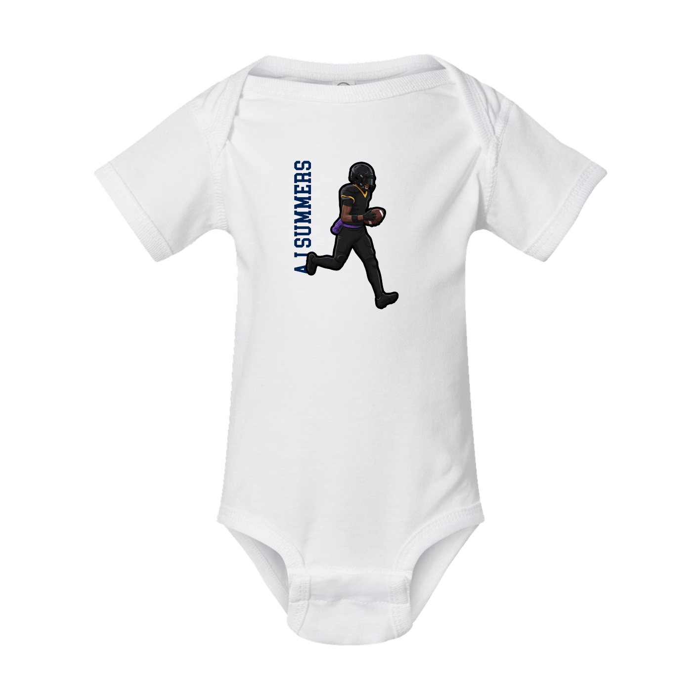 Baby Onesie — Name Vertical in White