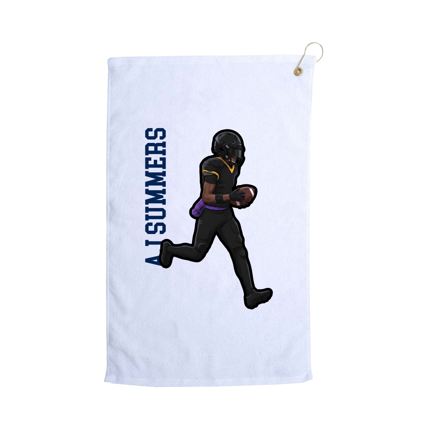 Golf Towel — Name Vertical in White