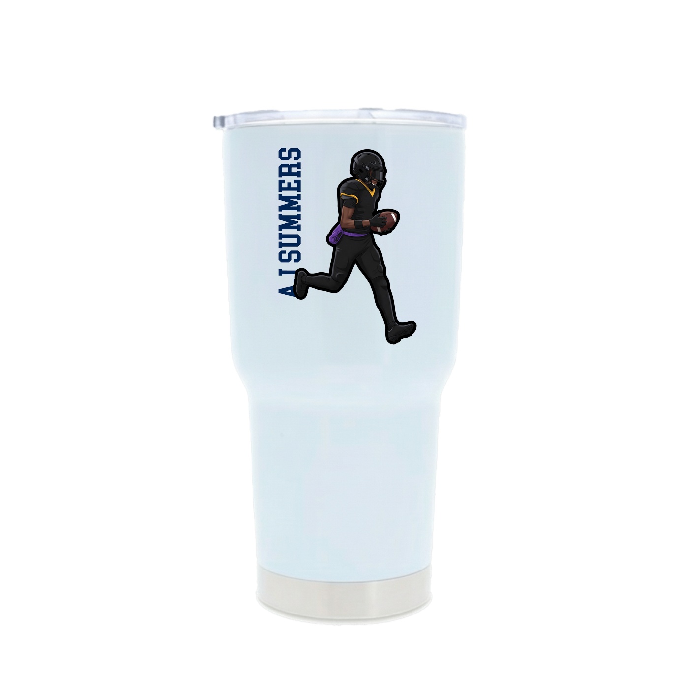 30oz Stainless Steel Tumbler — Name Vertical in White