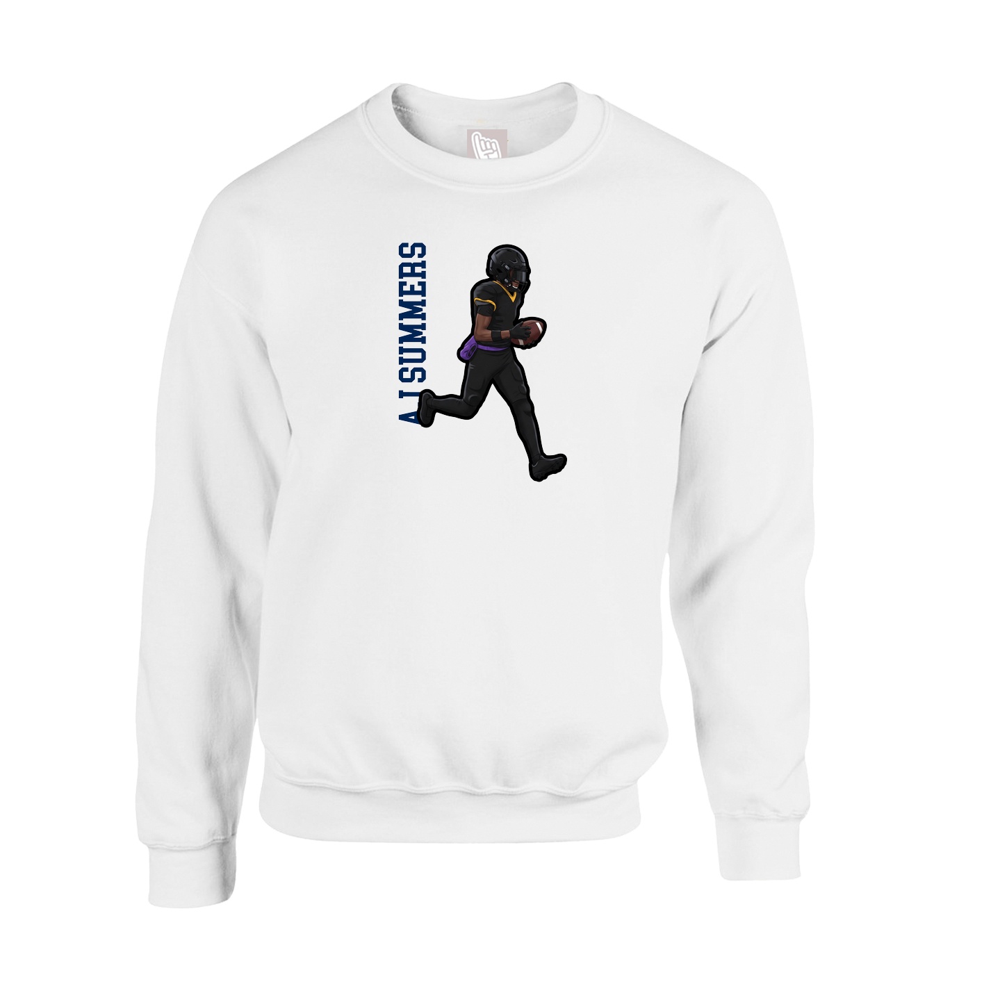 Fleece Crew — Name Vertical in White