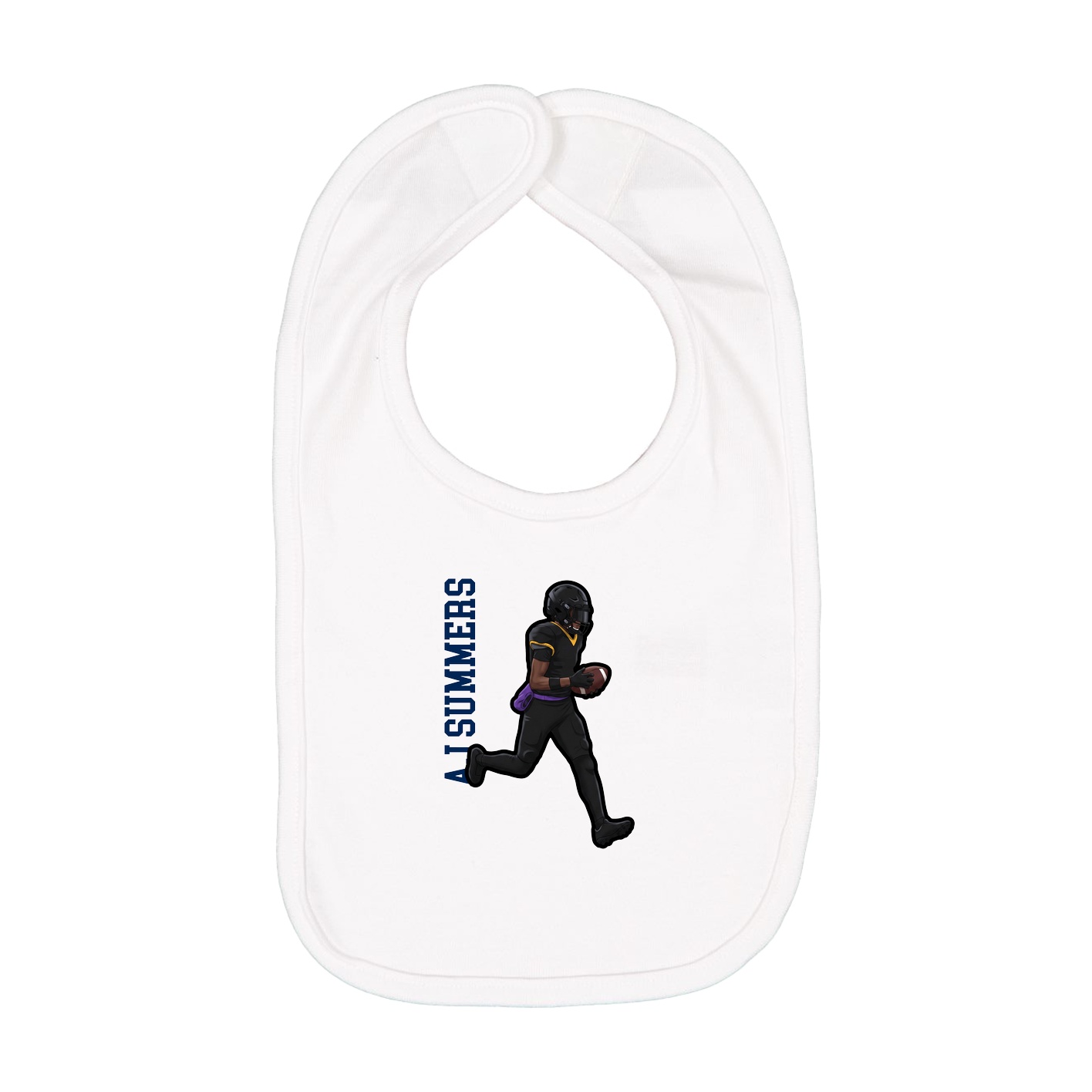 Infant Bib — Name Vertical in White