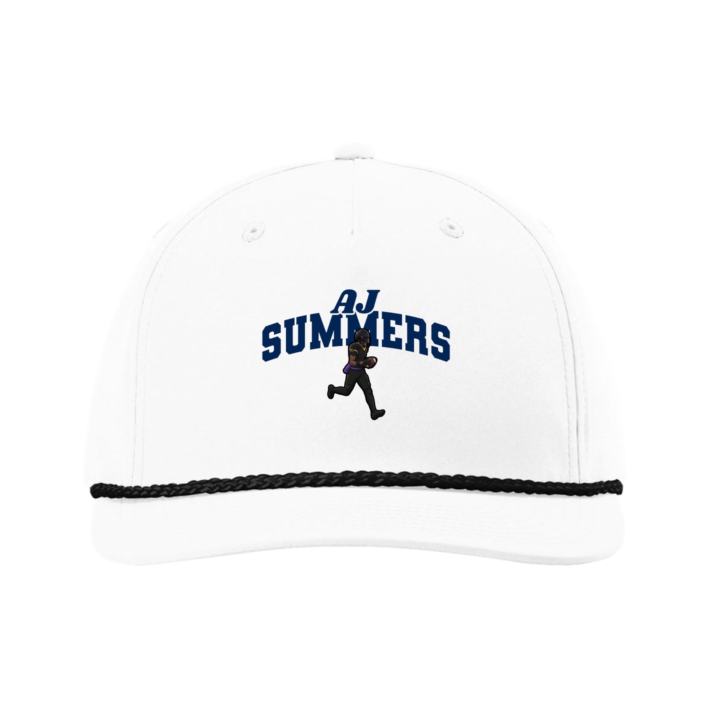 Five-Panel Classic Rope Cap — Signature Arch in White