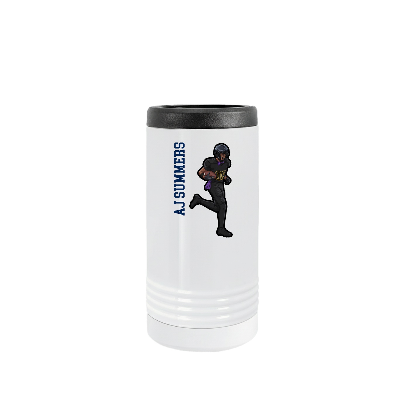 Slim Beverage Holder — Name Vertical in White