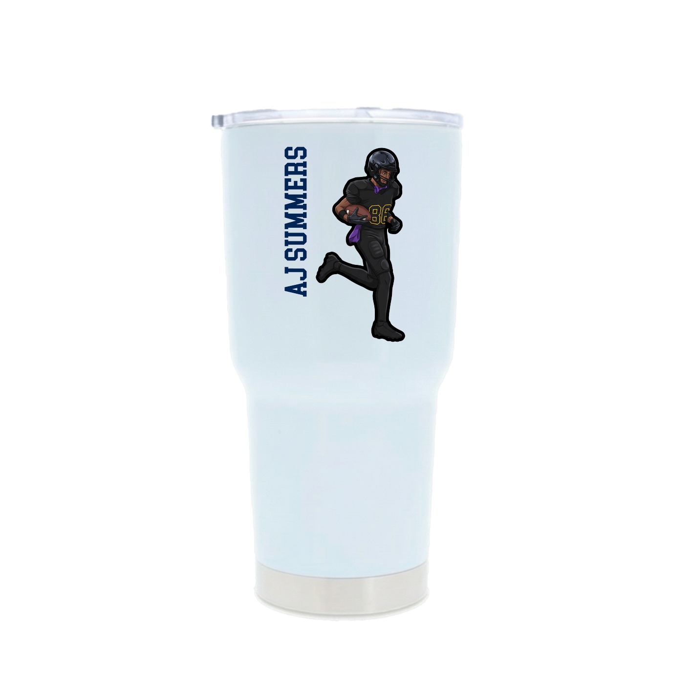 30oz Stainless Steel Tumbler — Name Vertical in White