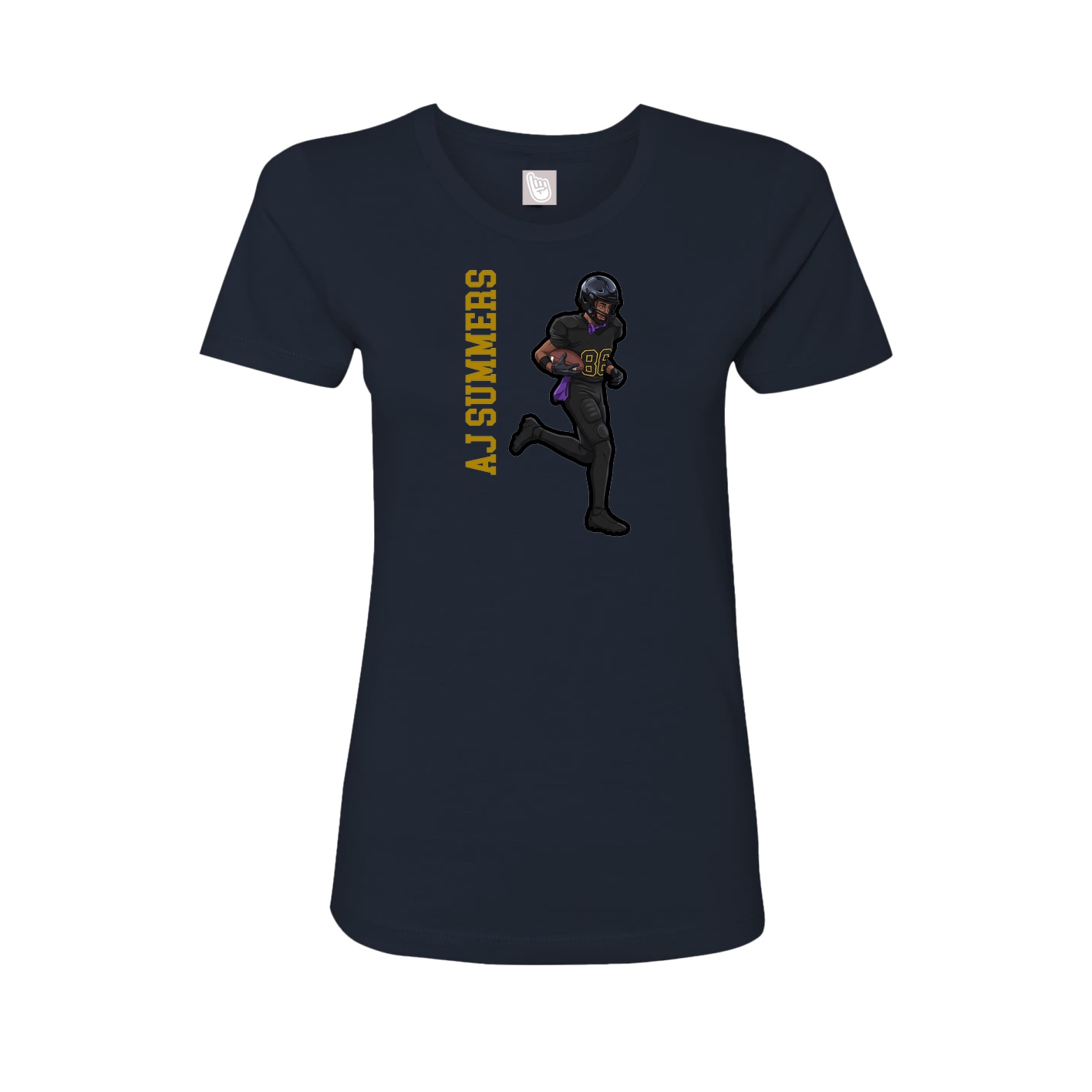 Fitted Women's Tee — Name Vertical in Navy