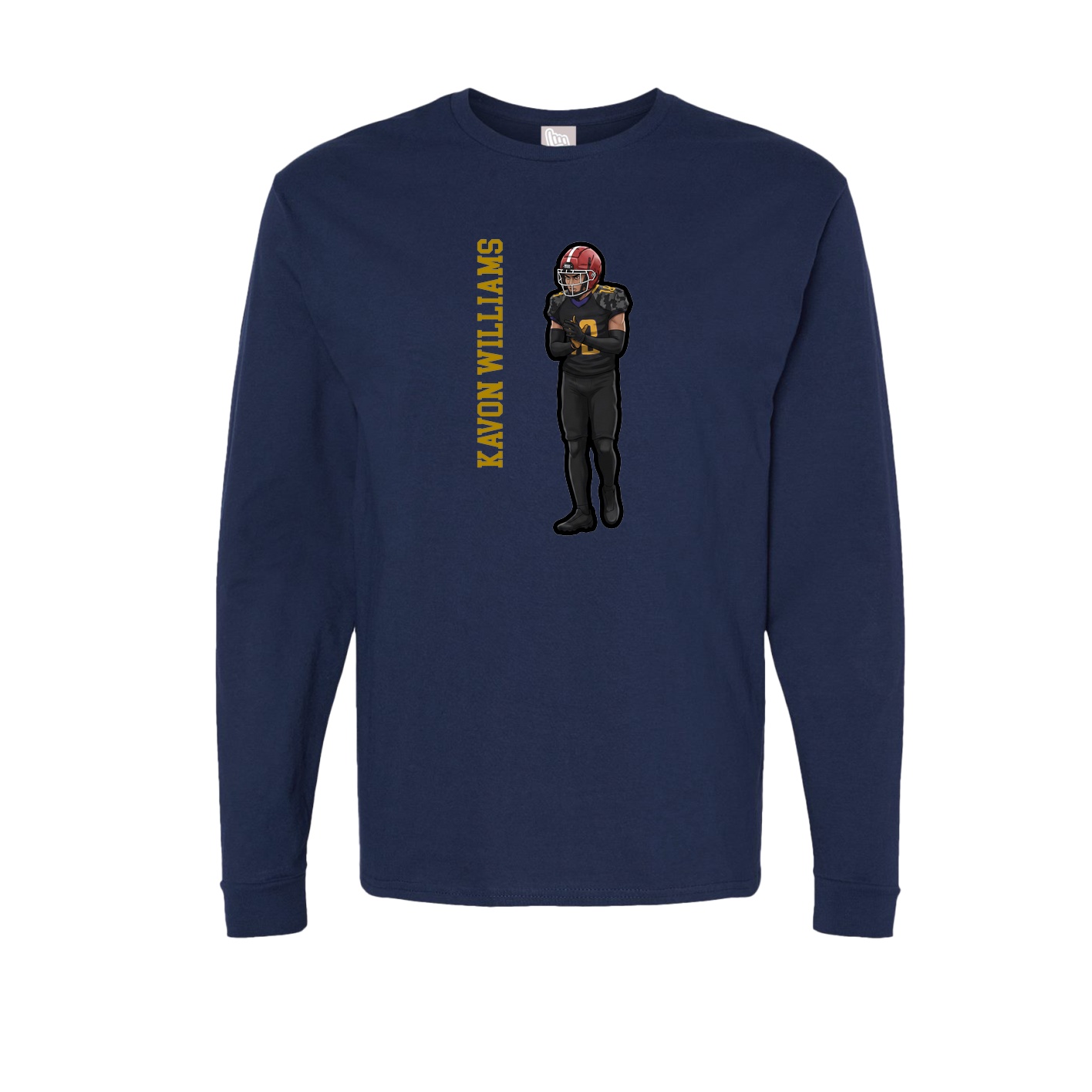 Long Sleeve Tee — Name Vertical in Navy