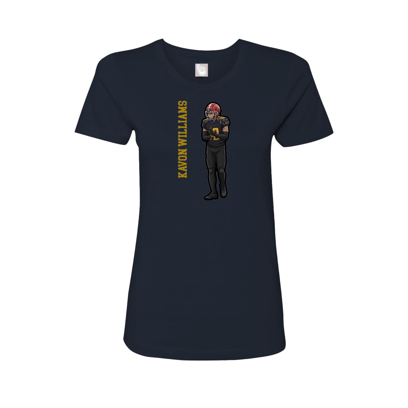 Fitted Women's Tee — Name Vertical in Navy