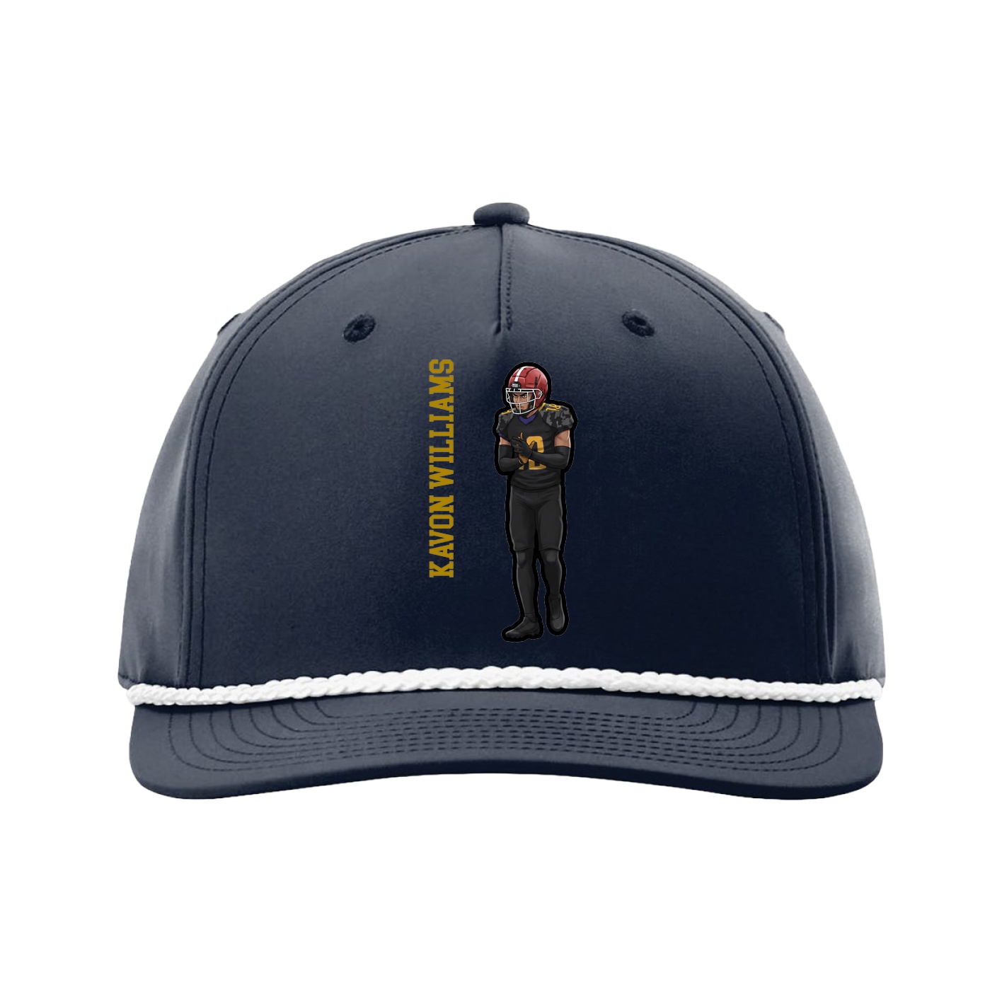 Five-Panel Classic Rope Cap — Name Vertical in Navy