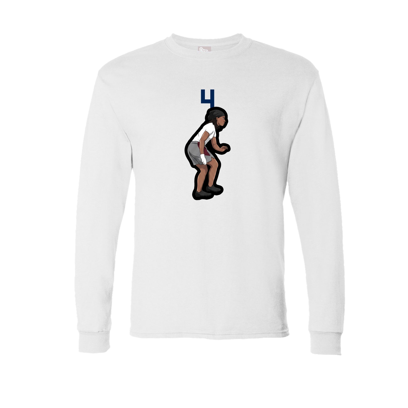 Long Sleeve Tee — Number Top in White