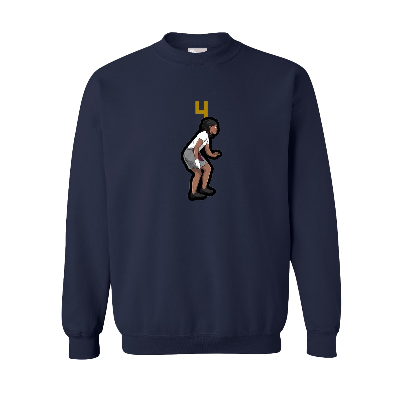 Fleece Crew — Number Top in Navy