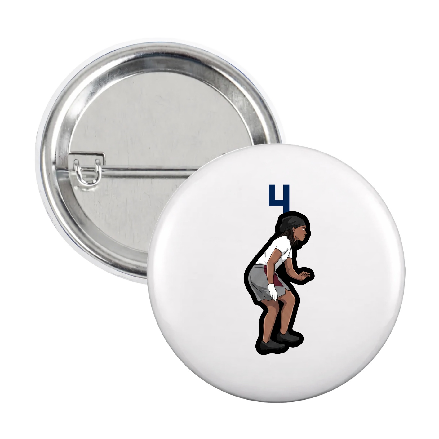 Game Day Button — Number Top in White