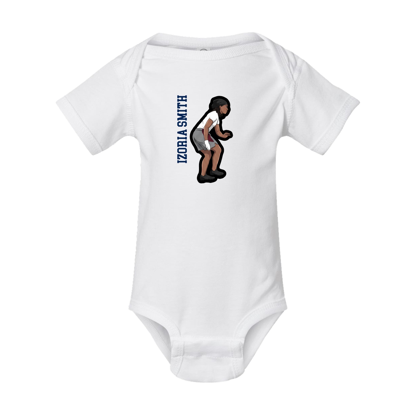 Baby Onesie — Name Vertical in White