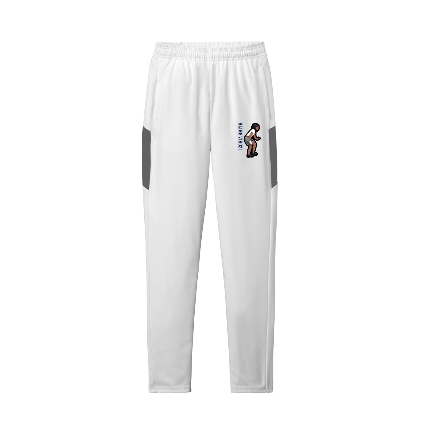 Team Travel Pant — Name Vertical in White/Grey