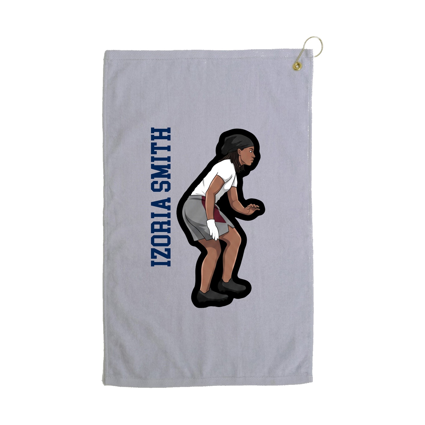 Golf Towel — Name Vertical in Grey