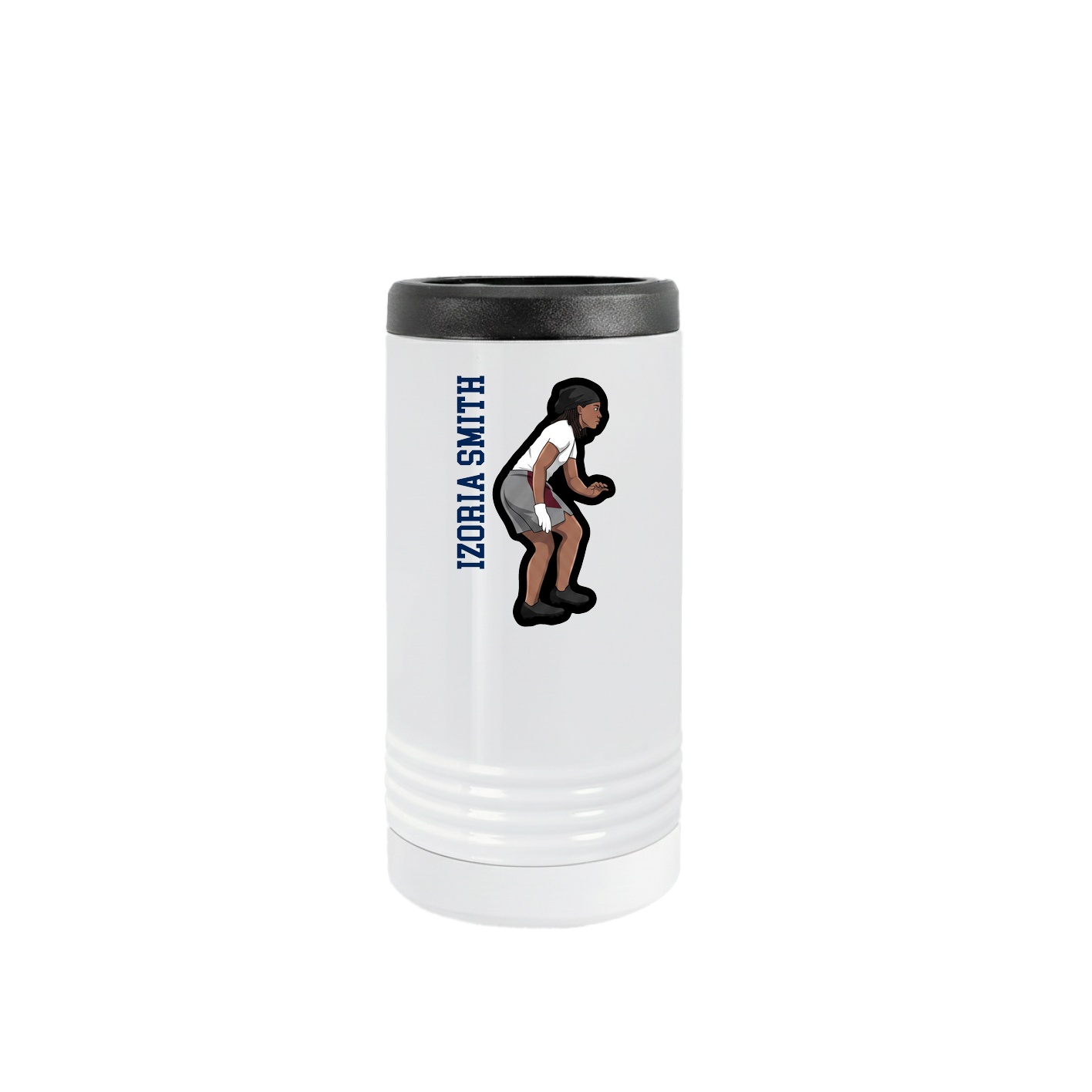 Slim Beverage Holder — Name Vertical in White