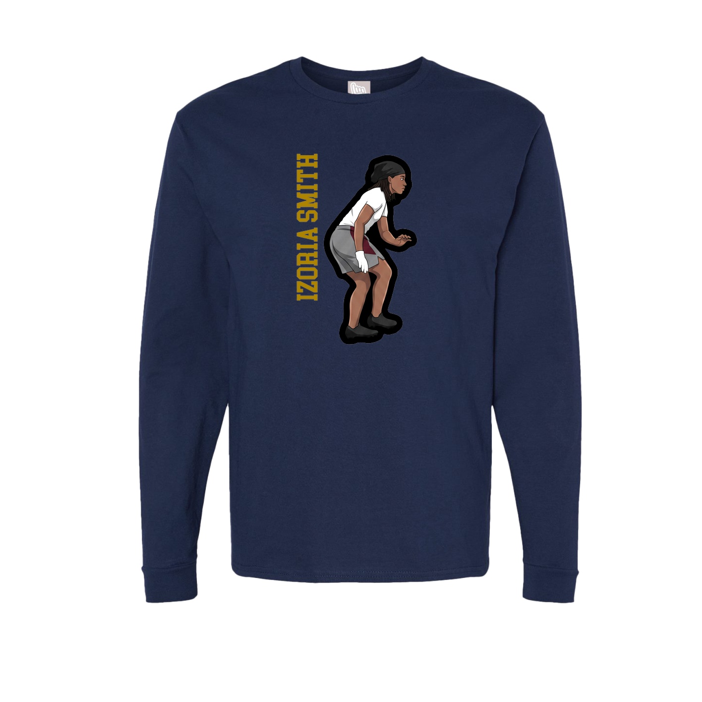 Long Sleeve Tee — Name Vertical in Navy
