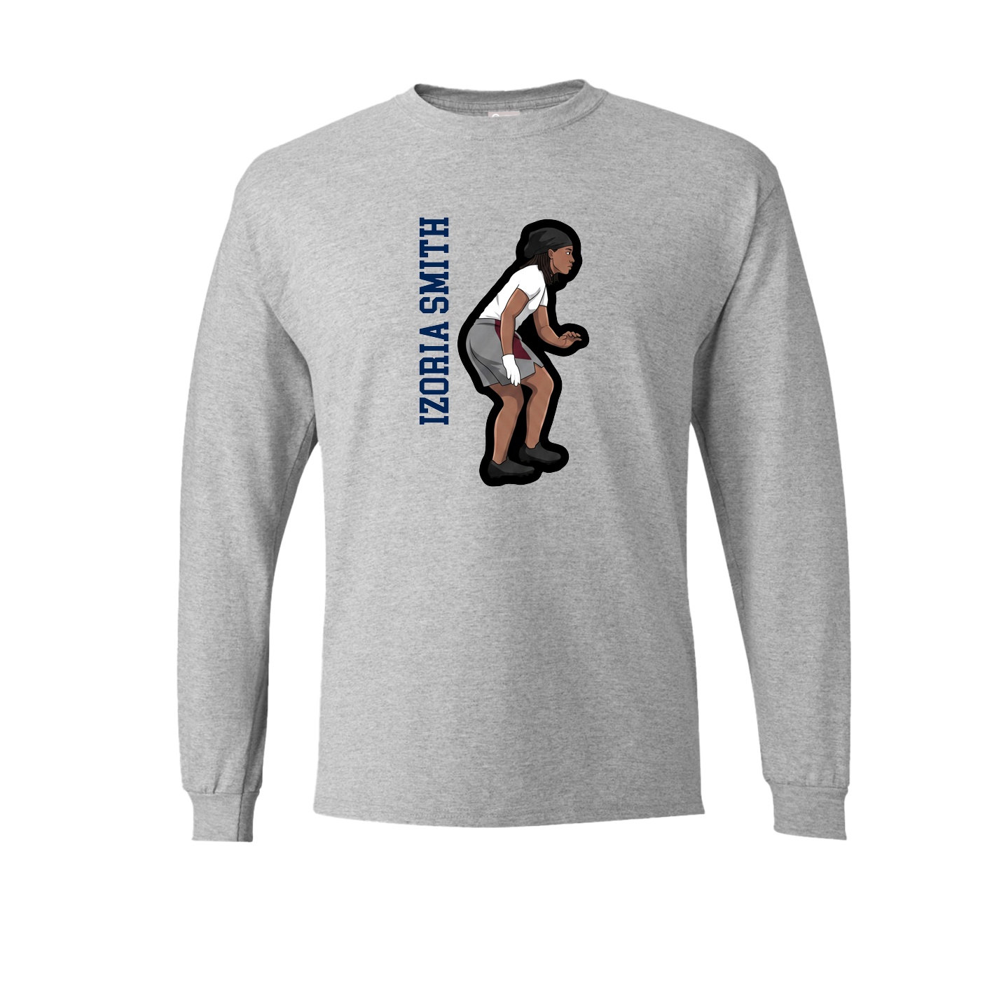 Long Sleeve Tee — Name Vertical in Grey