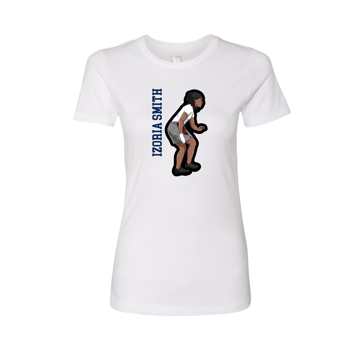 Fitted Women's Tee — Name Vertical in White