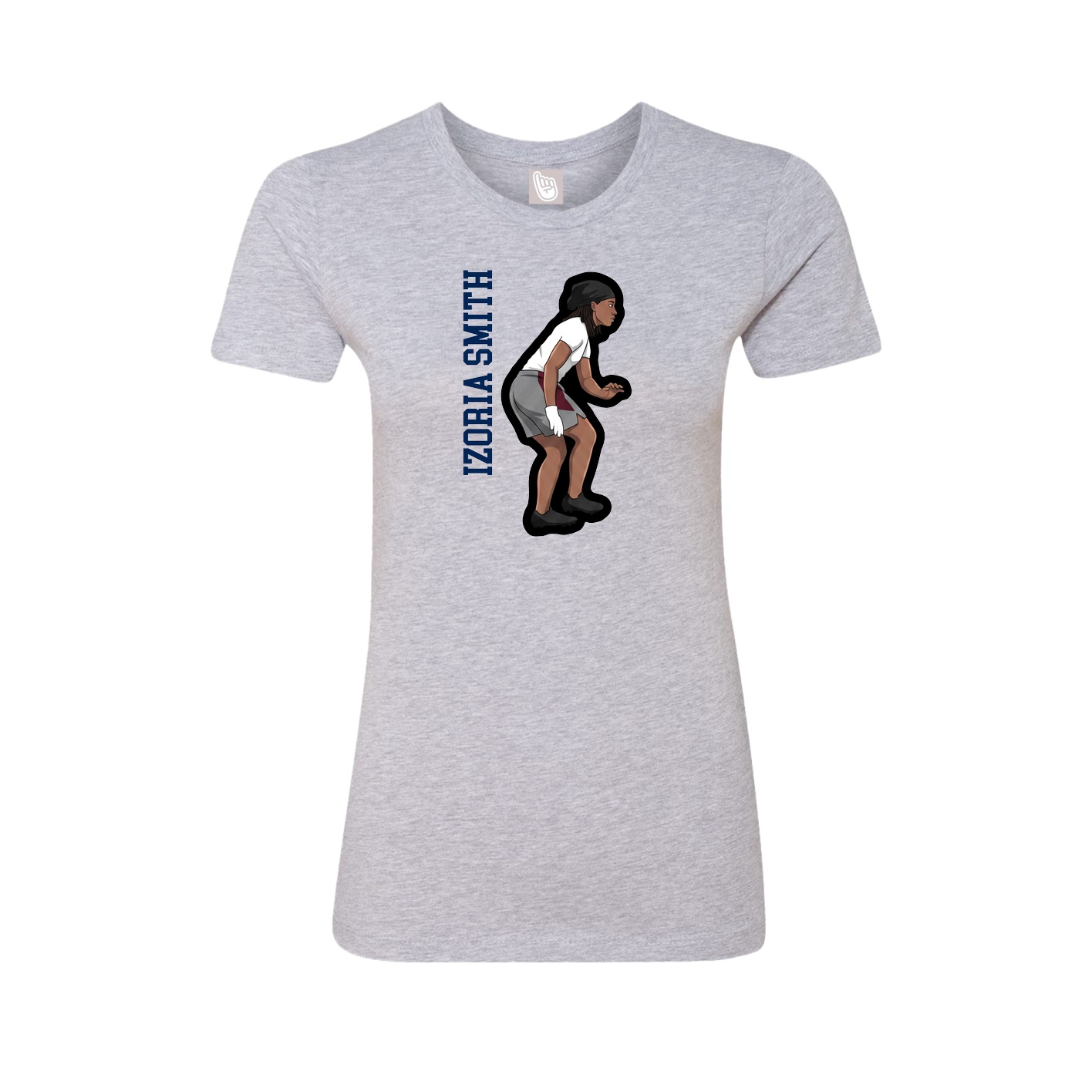 Womens Tee — Name Vertical in Grey