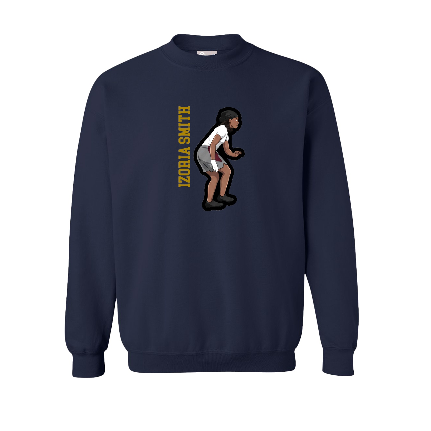 Fleece Crew — Name Vertical in Navy