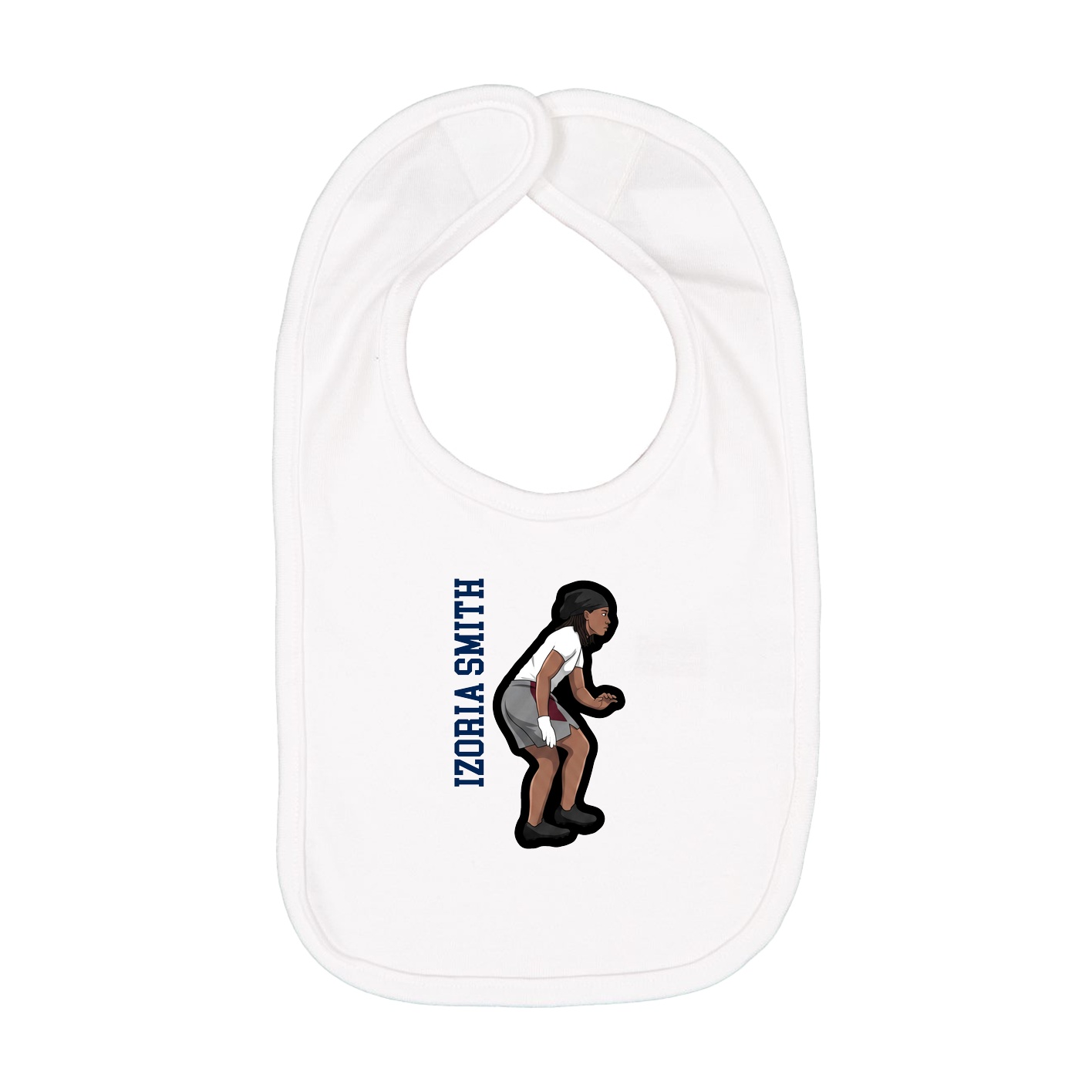 Infant Bib — Name Vertical in White