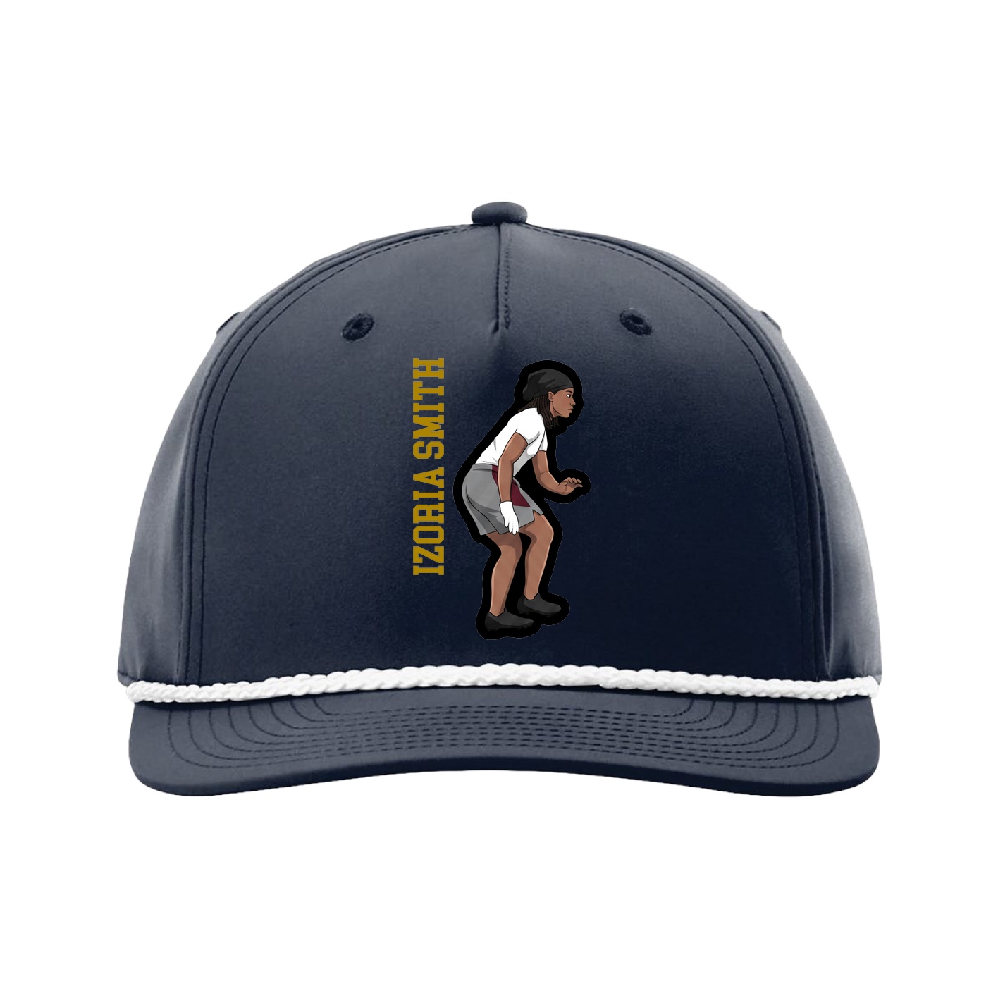 Five-Panel Classic Rope Cap — Name Vertical in Navy