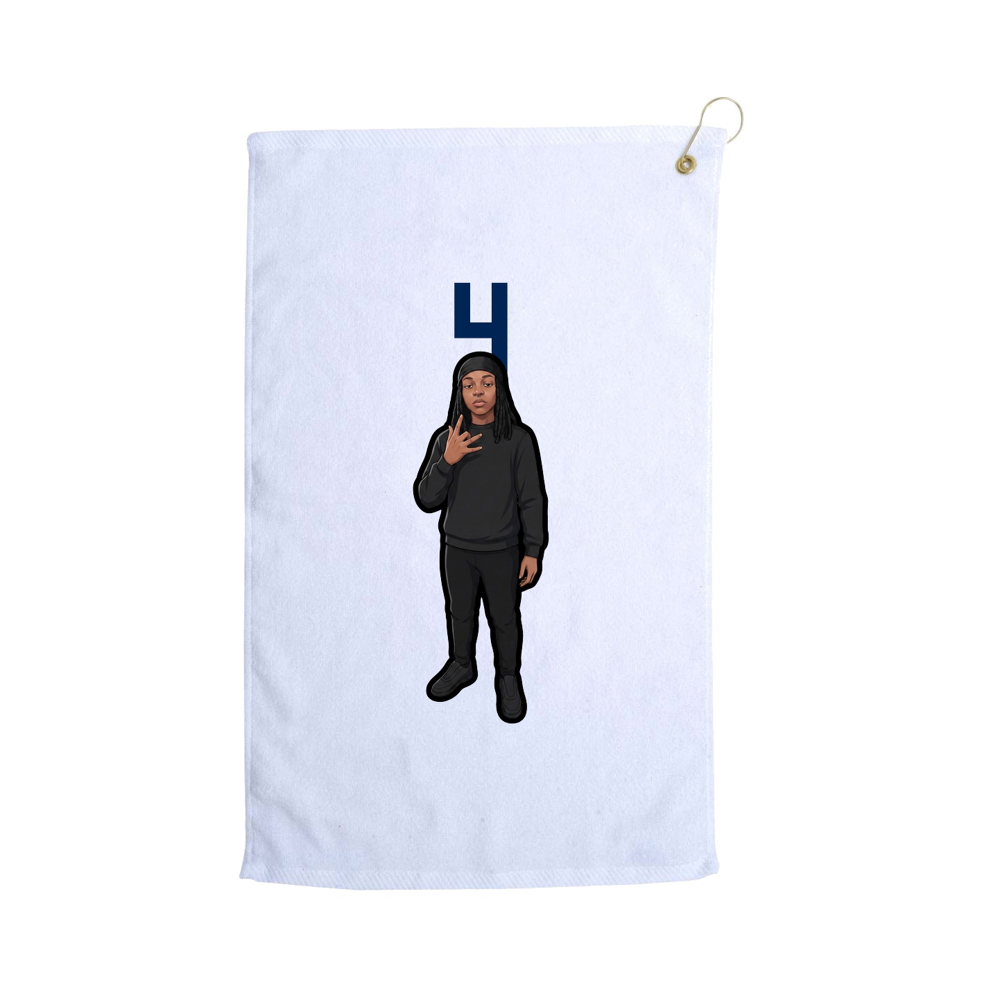 Golf Towel — Number Top in White