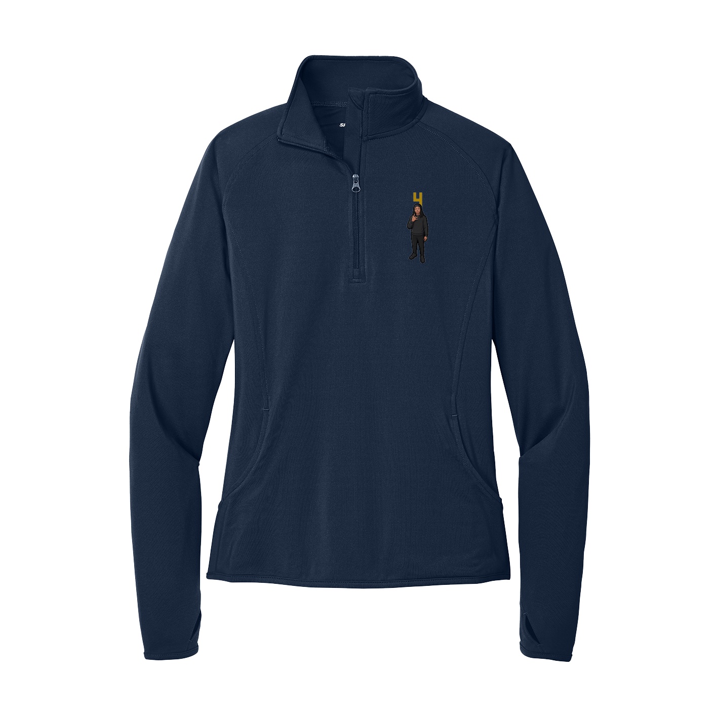 Women's Q-Zip Pullover — Number Top in Navy