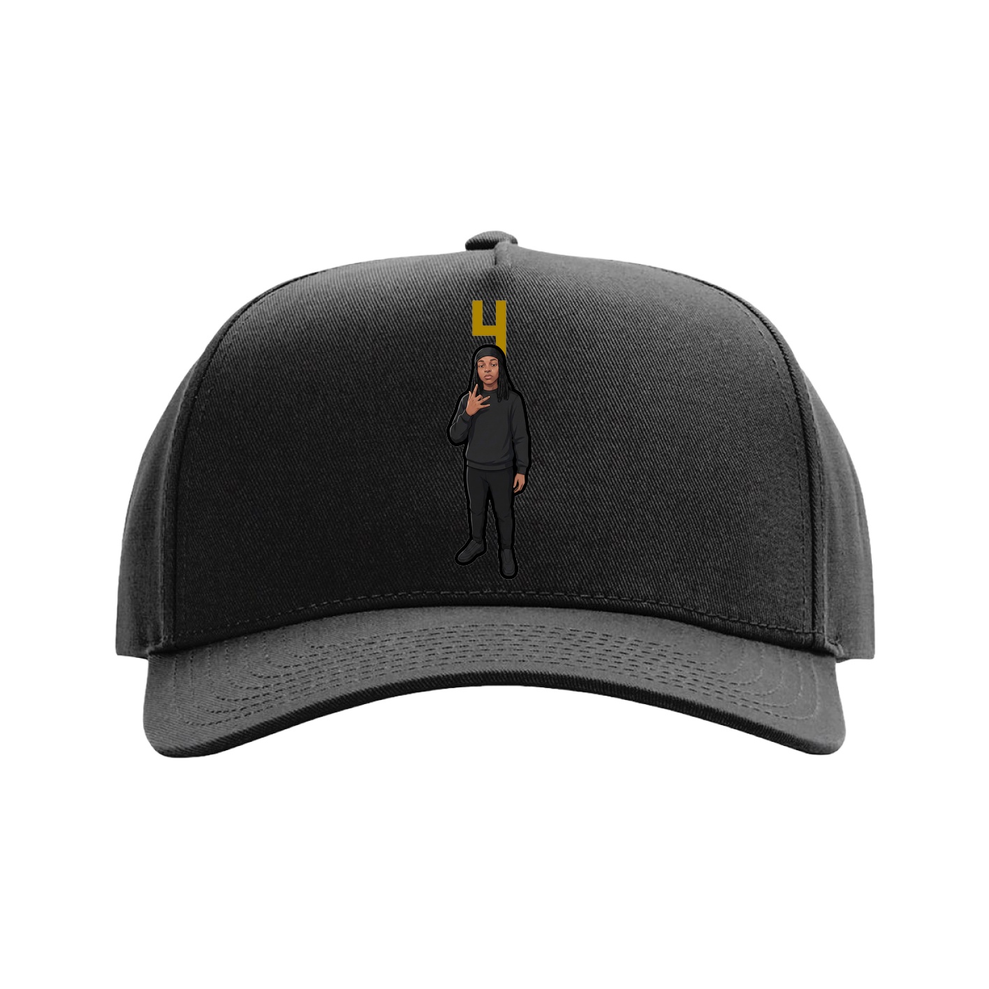 Full Fabric Five-Panel Champ Cap — Number Top in Black
