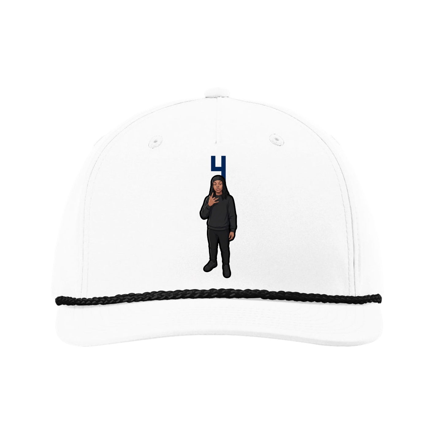 Five-Panel Classic Rope Cap — Number Top in White