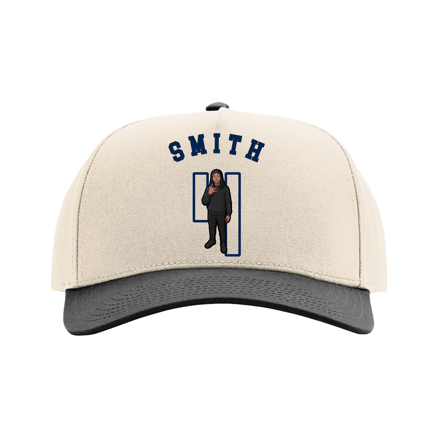 Full Fabric Five-Panel Champ Cap — Shirsey Arch in Cream/Black