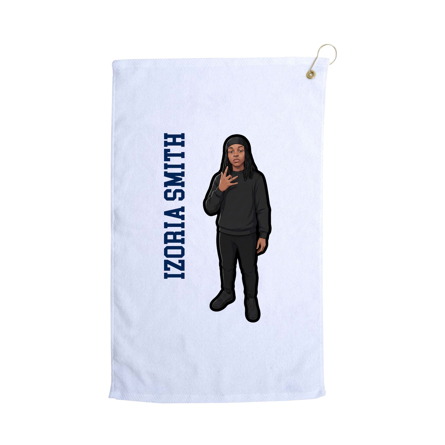 Golf Towel — Name Vertical in White