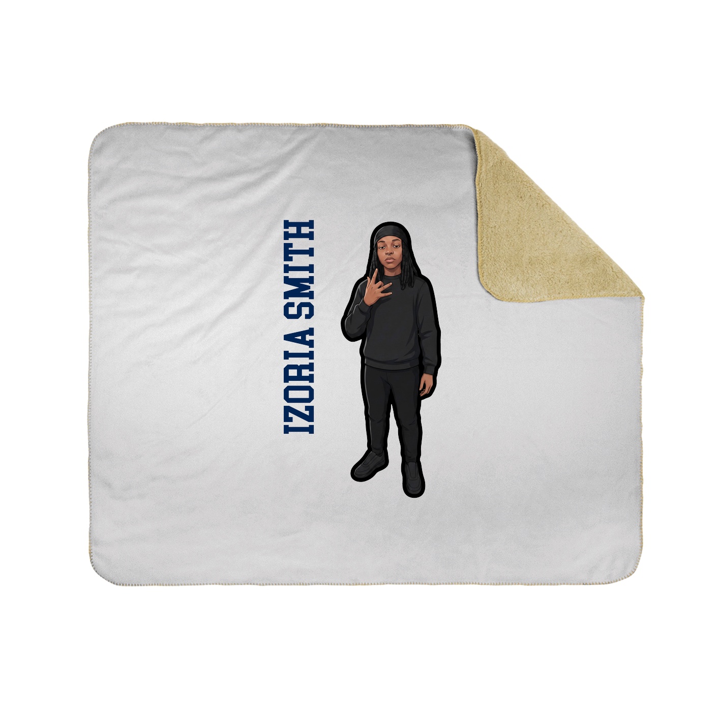 Throw Blanket — Name Vertical in White